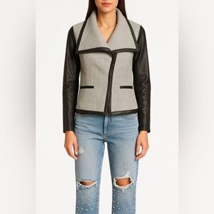 202 Vince Leather and Wool Boucle Jacket